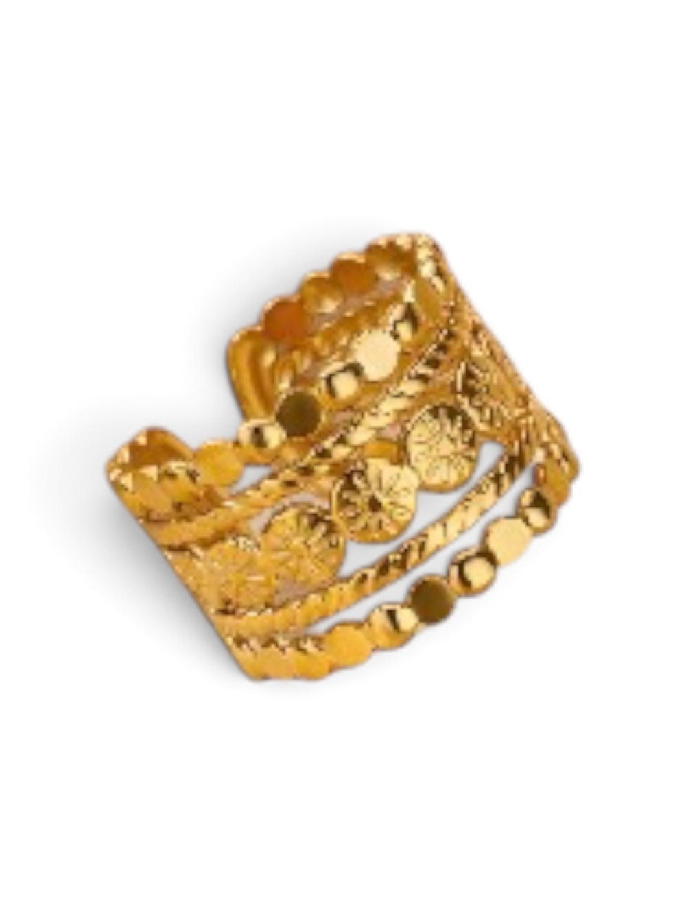 18k Gold plated Layered Filigree Statement adjustable Ring